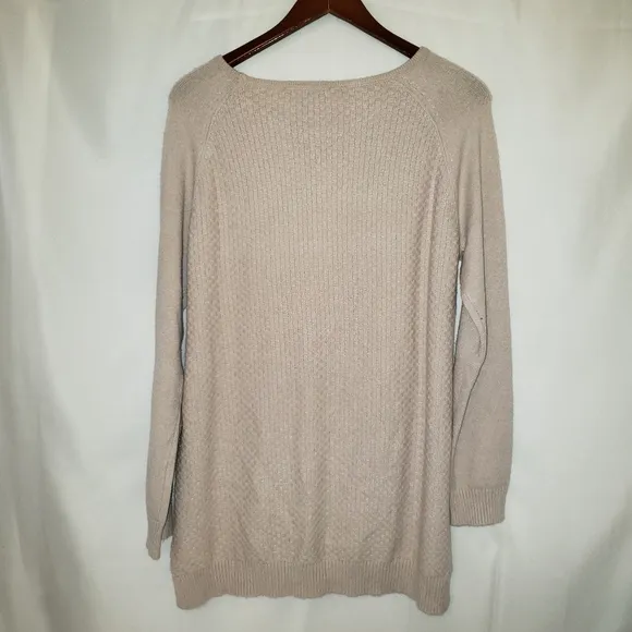 Joan Vass Cream Oversize Scoop Neck Knit Sweater