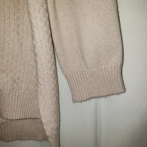 Joan Vass Cream Oversize Scoop Neck Knit Sweater