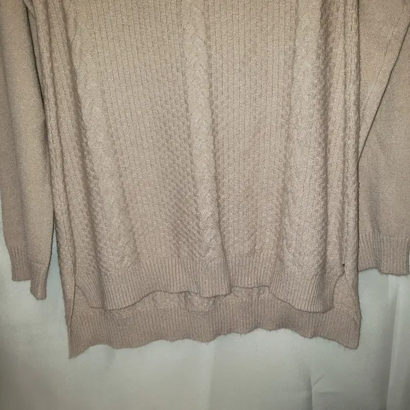 Joan Vass Cream Oversize Scoop Neck Knit Sweater