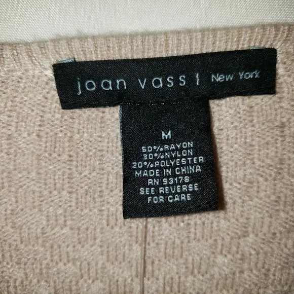 Joan Vass Cream Oversize Scoop Neck Knit Sweater