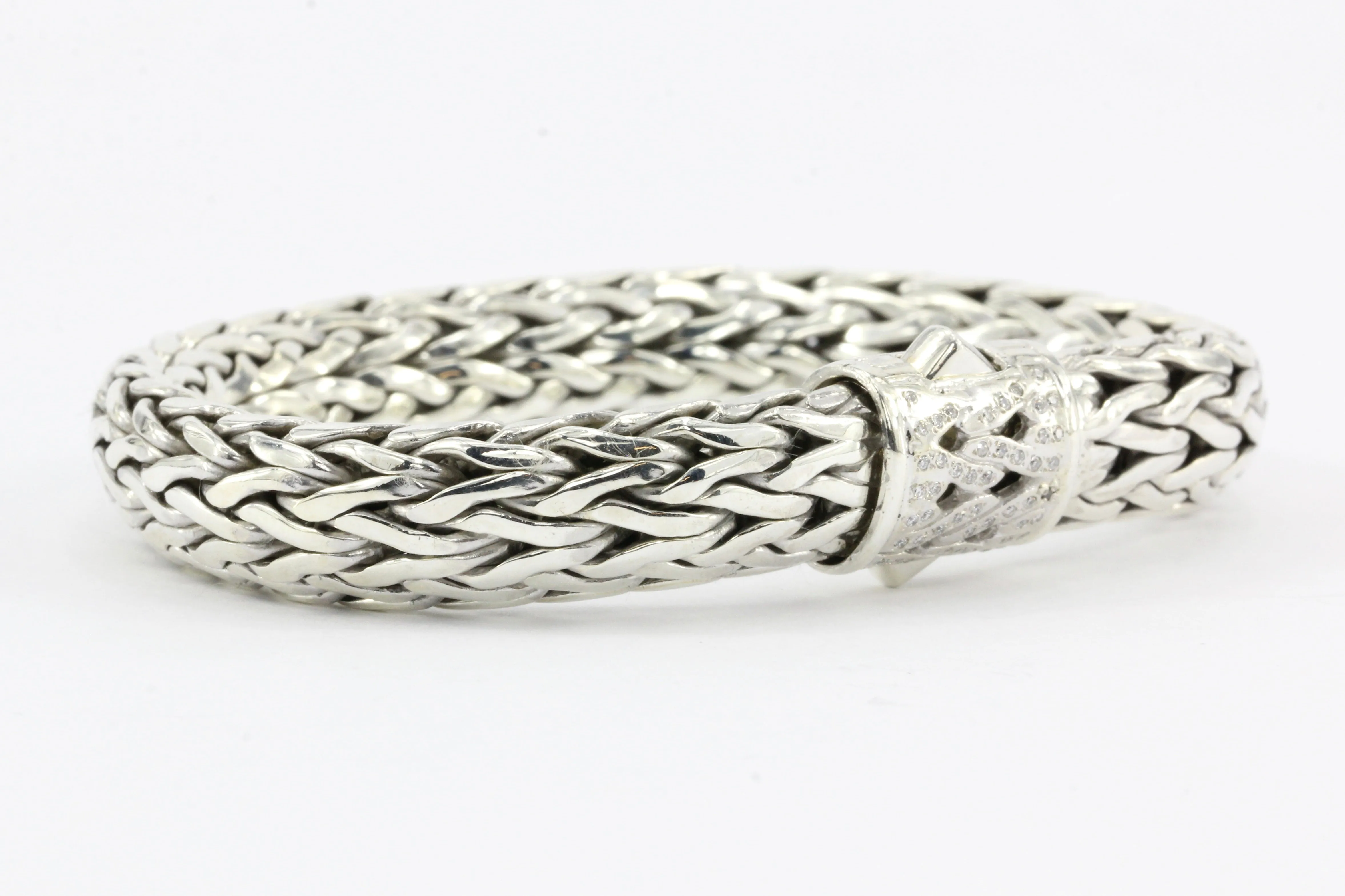 John Hardy Sterling Silver Diamond Large Classic Chain Bracelet