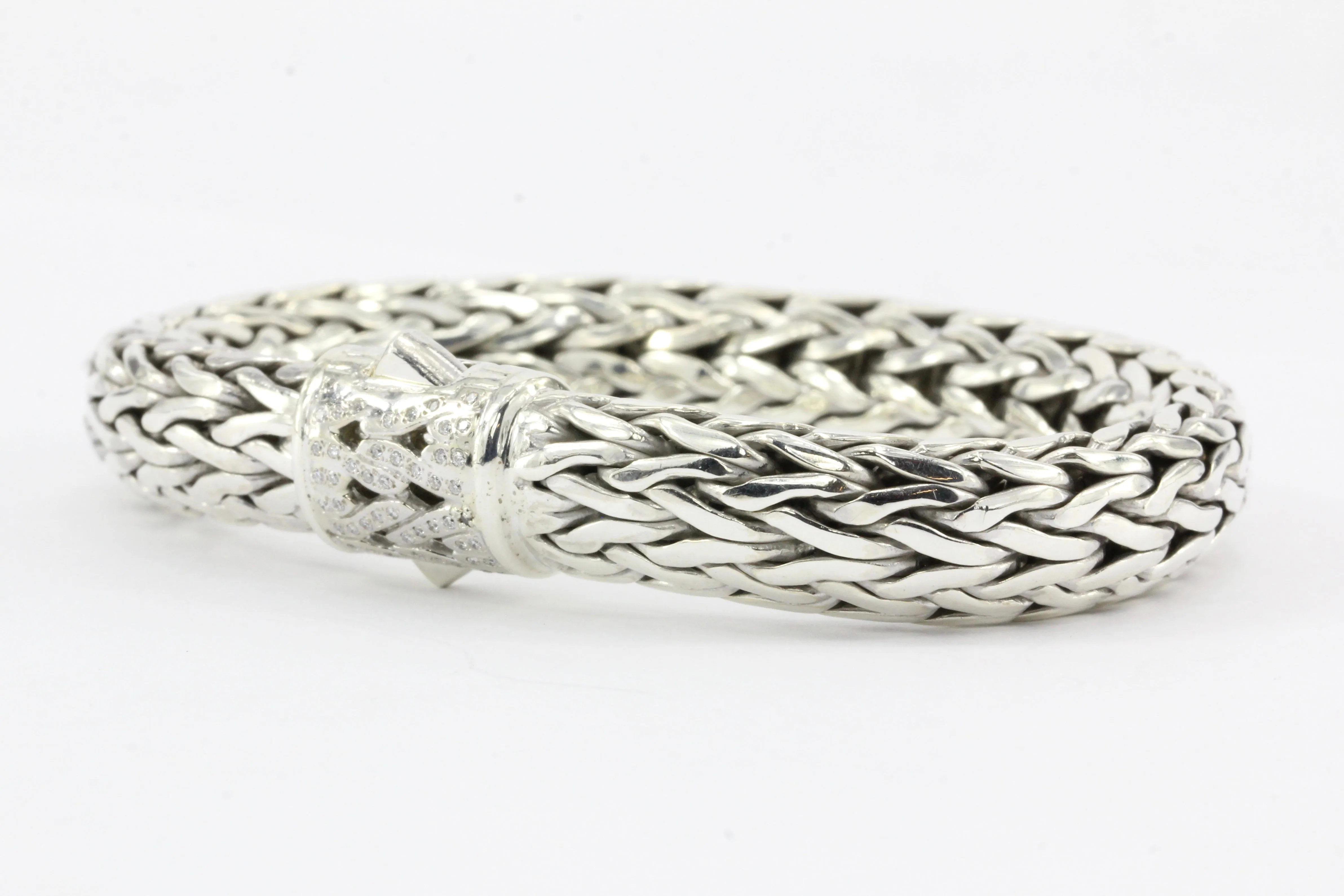 John Hardy Sterling Silver Diamond Large Classic Chain Bracelet