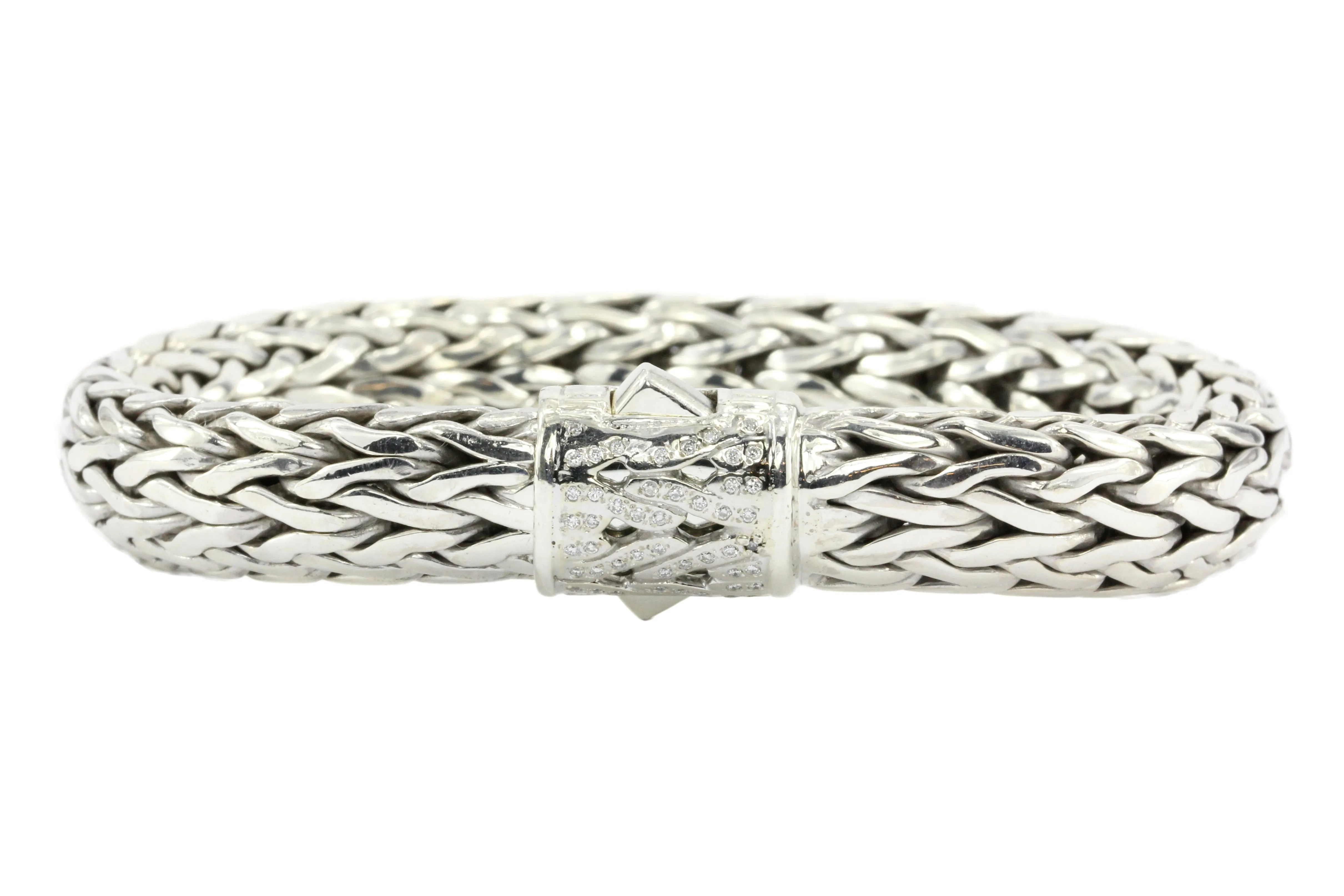 John Hardy Sterling Silver Diamond Large Classic Chain Bracelet
