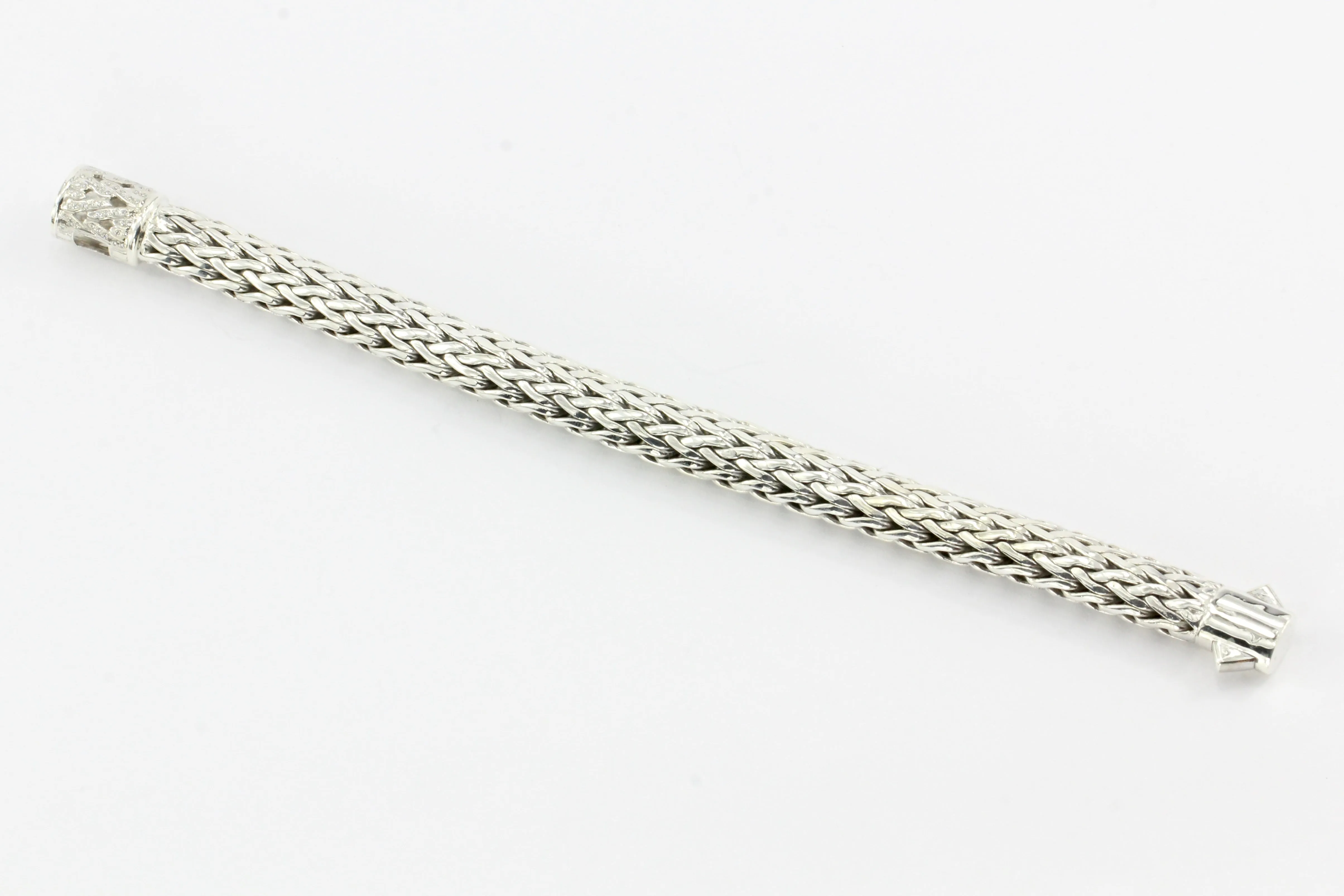 John Hardy Sterling Silver Diamond Large Classic Chain Bracelet