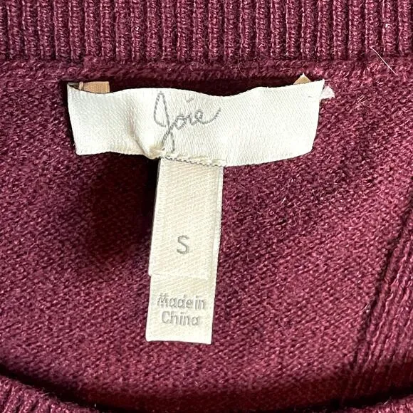 Joie Scoop Neck Sweater | Wool Cashmere Blend | Burgundy Red | Size Small