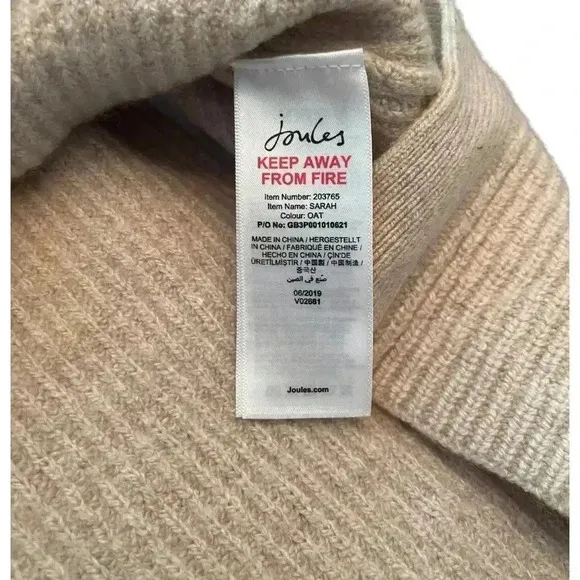 Joules Knitwear Wool Cashmere Knitted Poncho Sweater in Oatmeal Size 8
