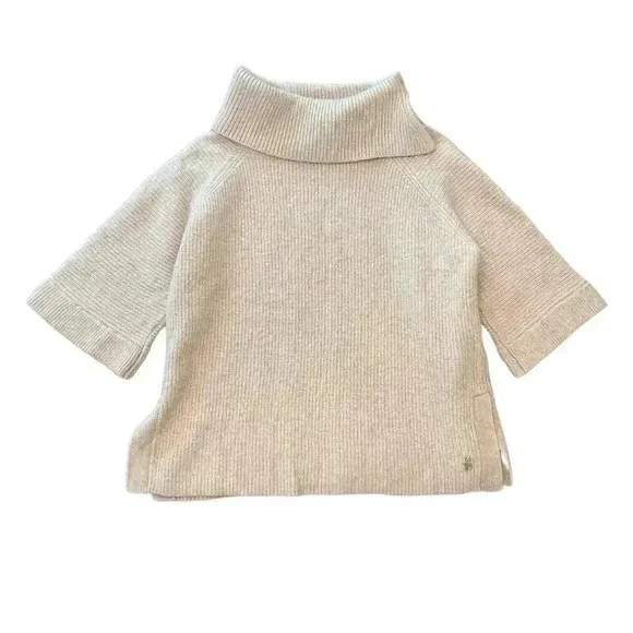 Joules Knitwear Wool Cashmere Knitted Poncho Sweater in Oatmeal Size 8