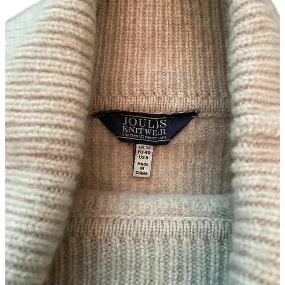 Joules Knitwear Wool Cashmere Knitted Poncho Sweater in Oatmeal Size 8