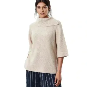 Joules Knitwear Wool Cashmere Knitted Poncho Sweater in Oatmeal Size 8