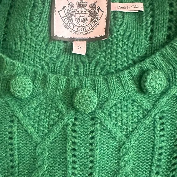 Juicy Couture Vintage Cashmere Wool Y2K Green Textured Sweater Set