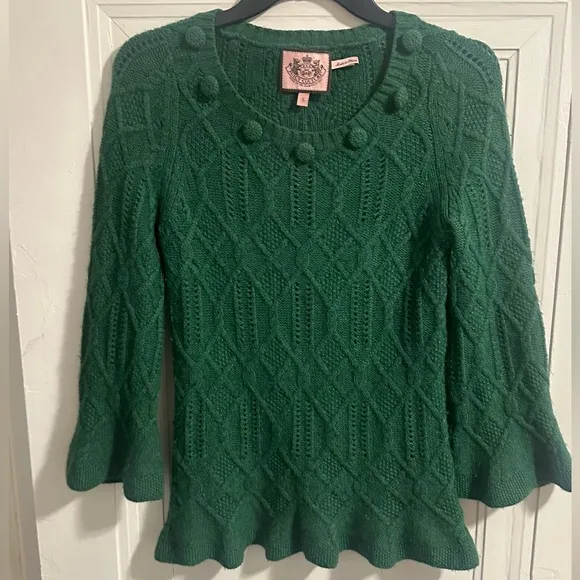 Juicy Couture Vintage Cashmere Wool Y2K Green Textured Sweater Set