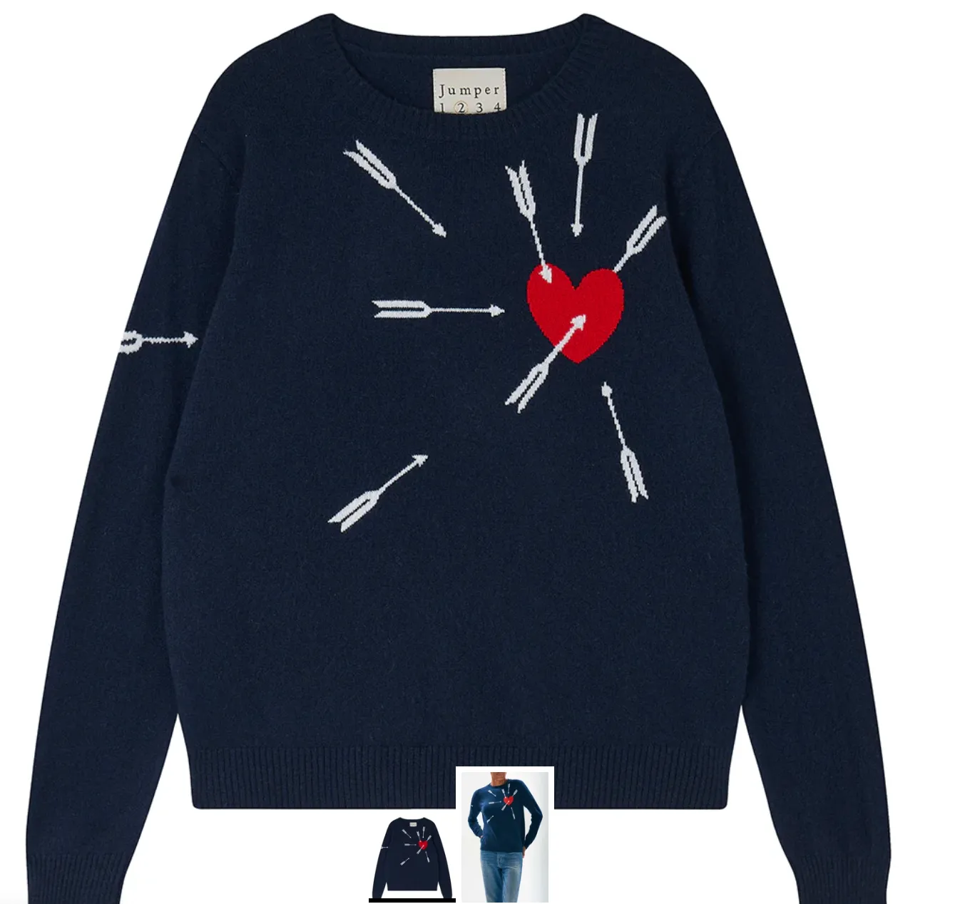 Jumper 1234 London - Love Struck Cashmere Crewneck Sweater - Navy
