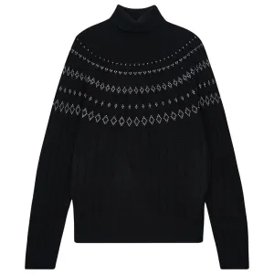 JUMPER 1234 Rib Ski Roll Collar Knit in Black/Cream