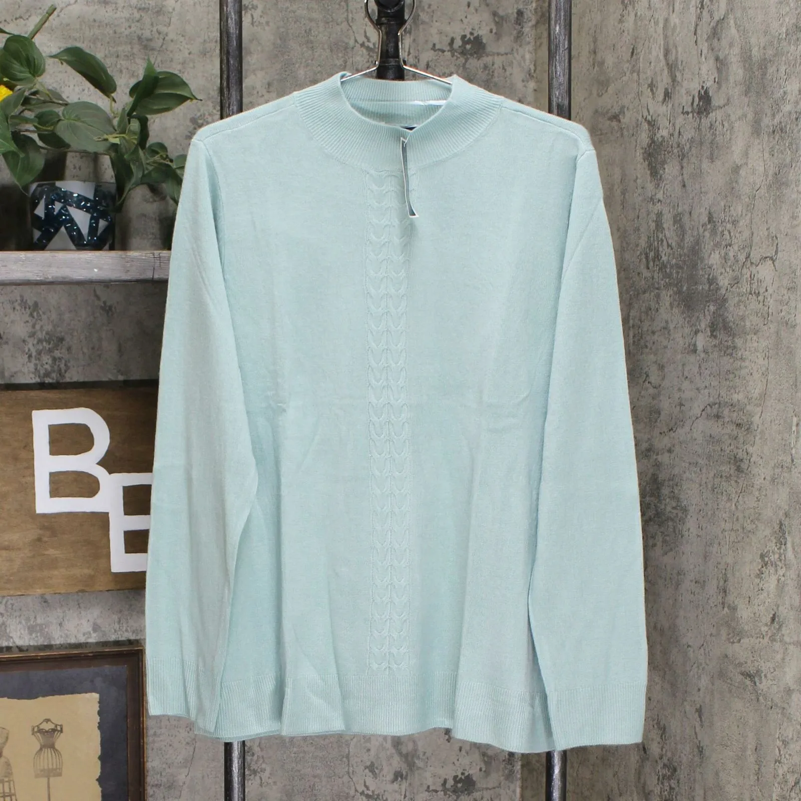Karen Scott Plus Size Luxsoft Front Cable Knit Mockneck Sweater