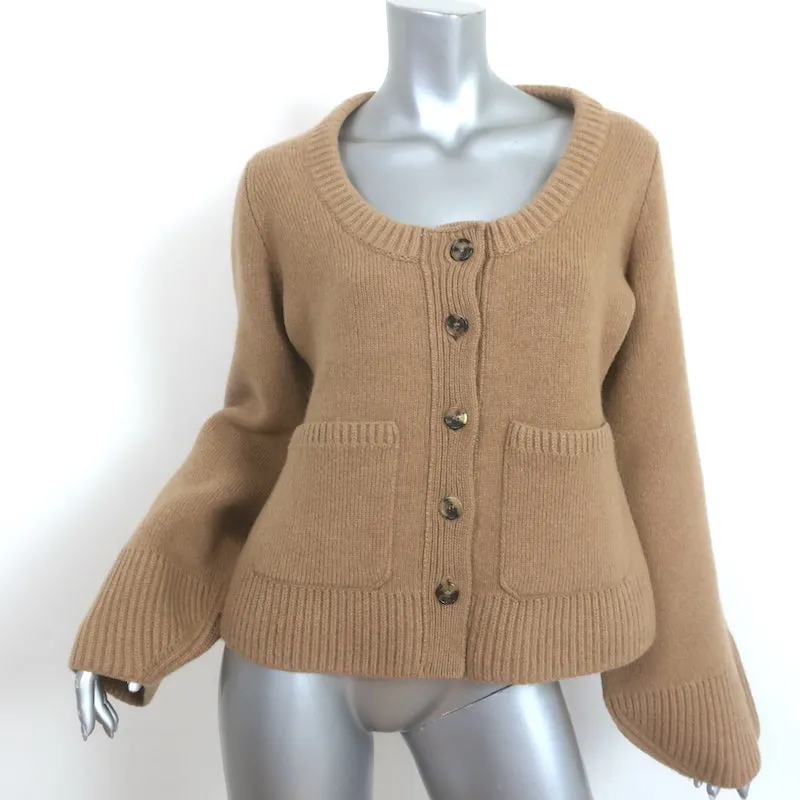 Khaite Caro Scoop Neck Cardigan Tan Stretch Cashmere Size Medium