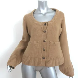 Khaite Caro Scoop Neck Cardigan Tan Stretch Cashmere Size Medium