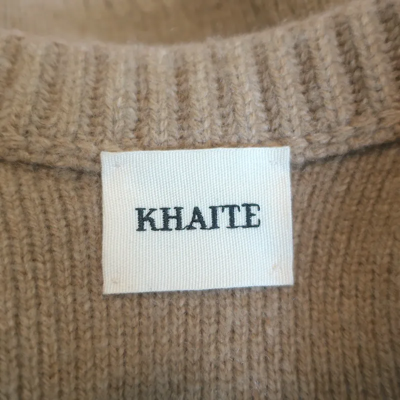 Khaite Caro Scoop Neck Cardigan Tan Stretch Cashmere Size Medium