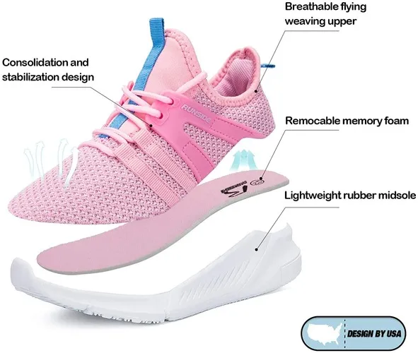 Kids Sneakers Running Tennis Athletic Shoes Pink & Blue -- KKOMEFORME