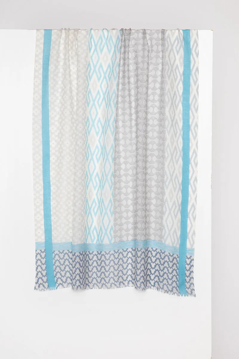Kinross Island Geo Print Scarf in Surf