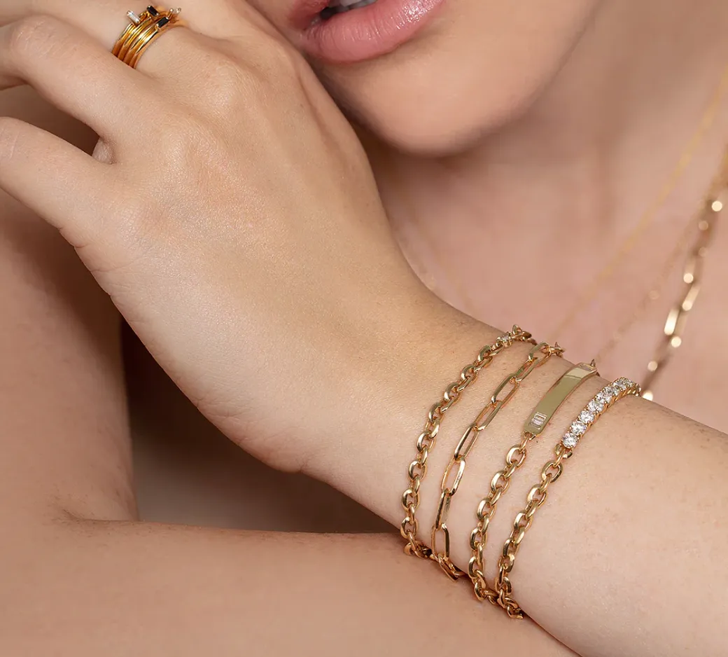 Knife Edge Oval Link Chain Bracelet
