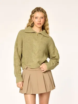 KNITTED - Half-Zip Sweater • Pistachio