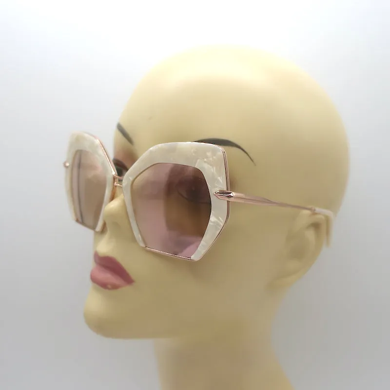 Krewe Octavia Oversize Mirrored Sunglasses Pearl/Rose Gold