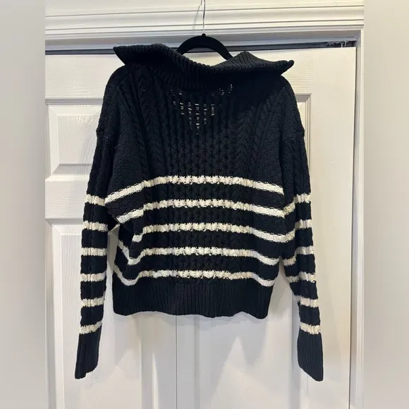 La Ligne x Target Striped Cable Knit 1/4 Zip Sweater