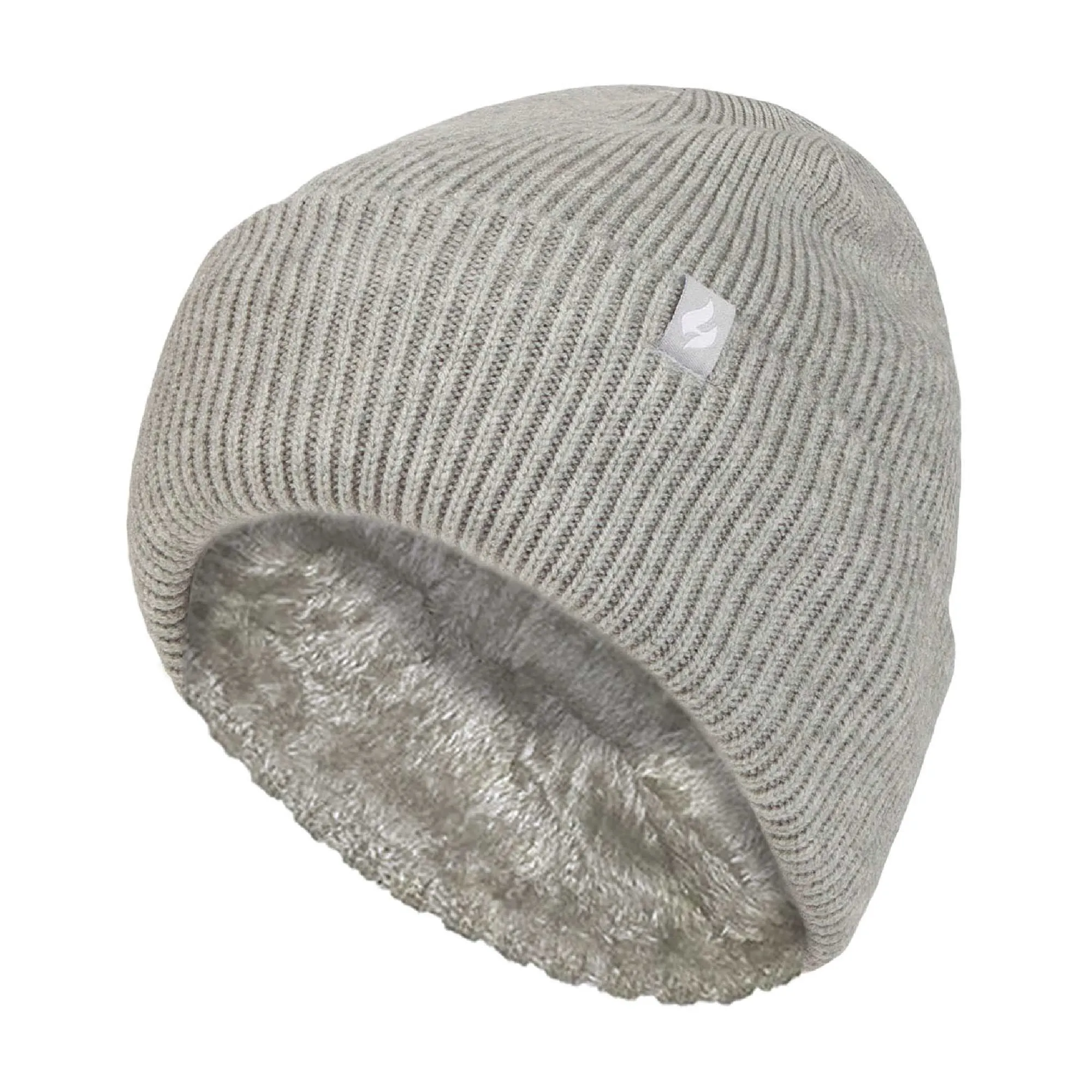 Ladies Fleece Lined Ribbed Thermal Turnover Hat for Winter