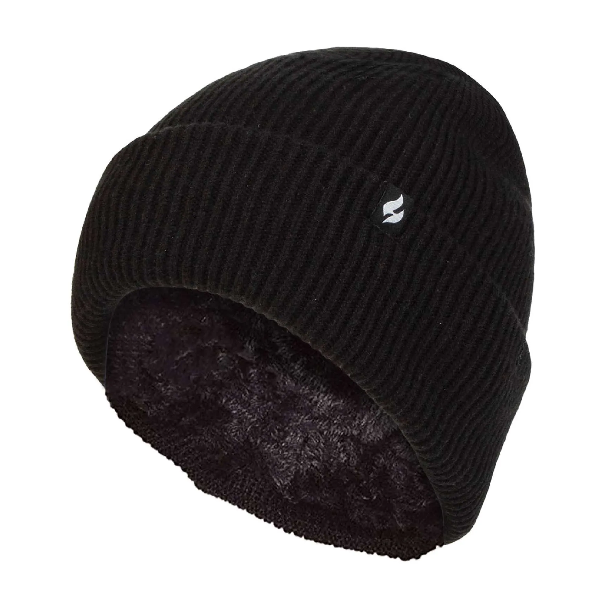 Ladies Fleece Lined Ribbed Thermal Turnover Hat for Winter