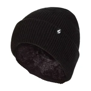 Ladies Fleece Lined Ribbed Thermal Turnover Hat for Winter