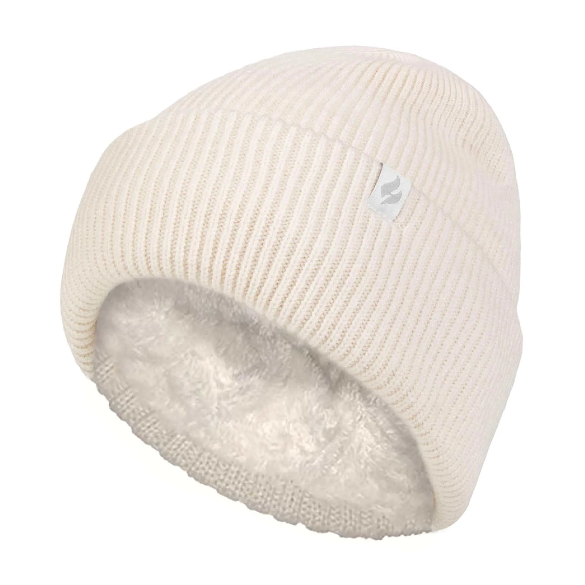 Ladies Fleece Lined Ribbed Thermal Turnover Hat for Winter