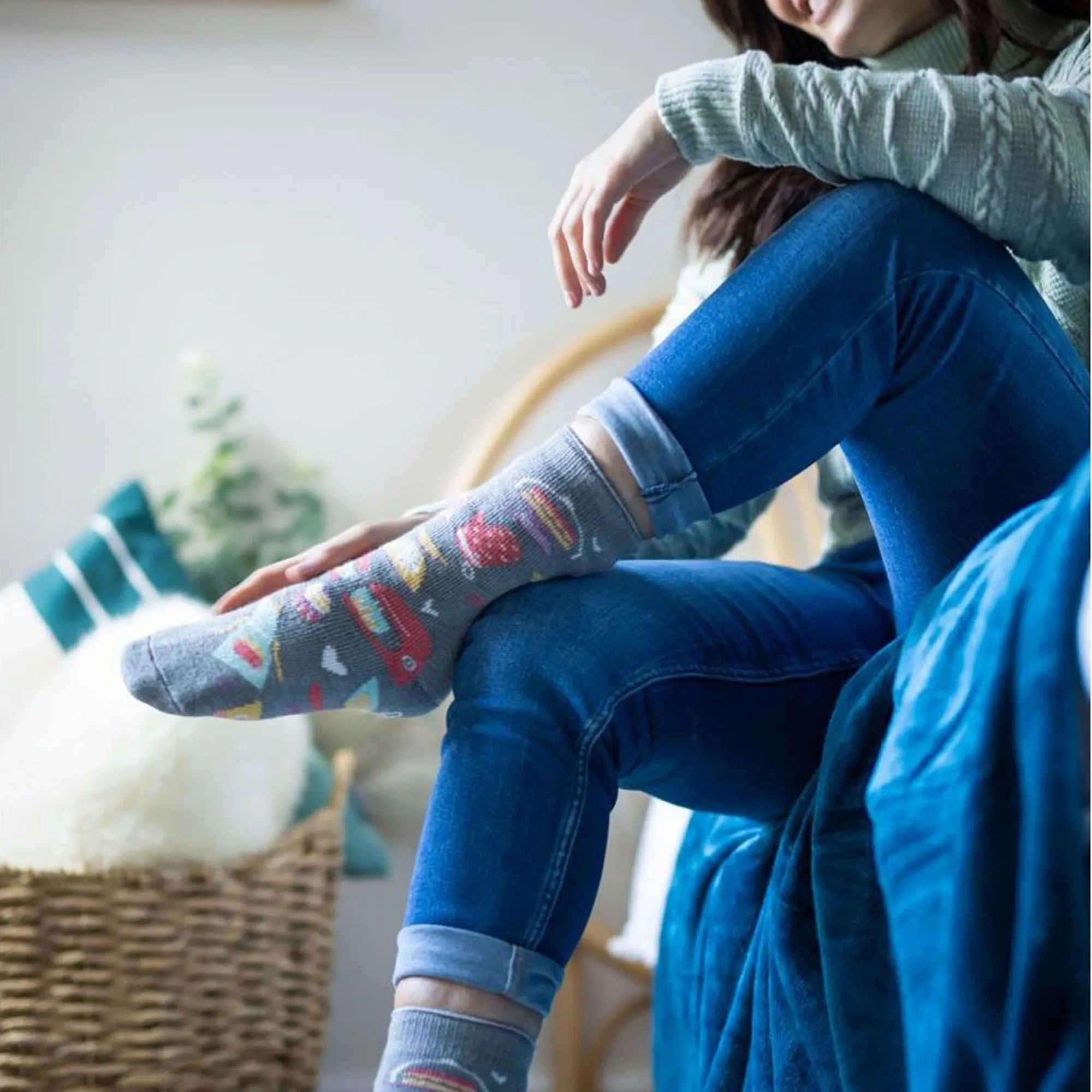 Ladies Hobby Activity Patterned Lightweight Thermal Lite Socks