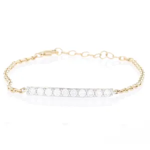 Large Mixed Metal Diamond Bar Bracelet