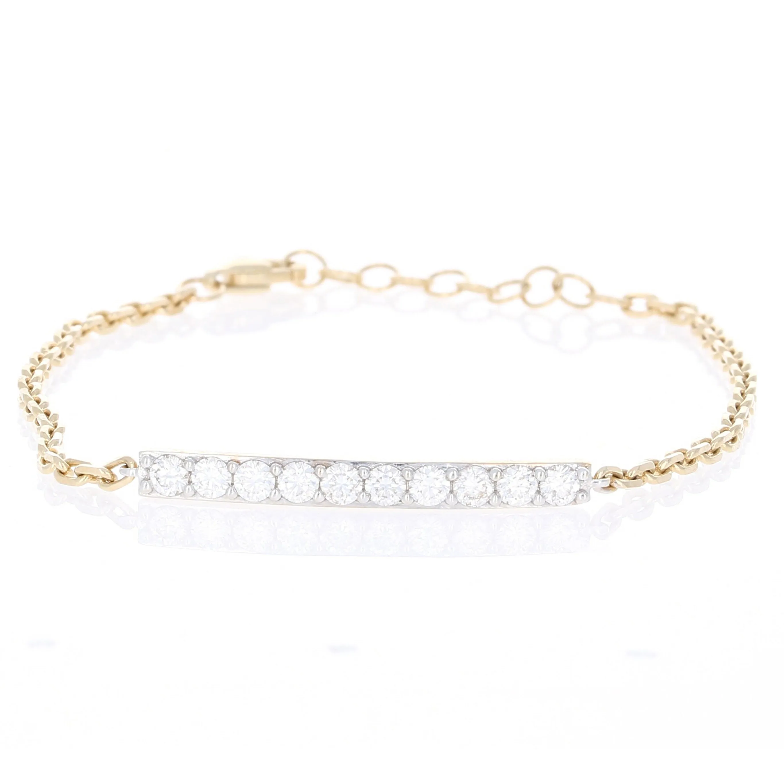 Large Mixed Metal Diamond Bar Bracelet