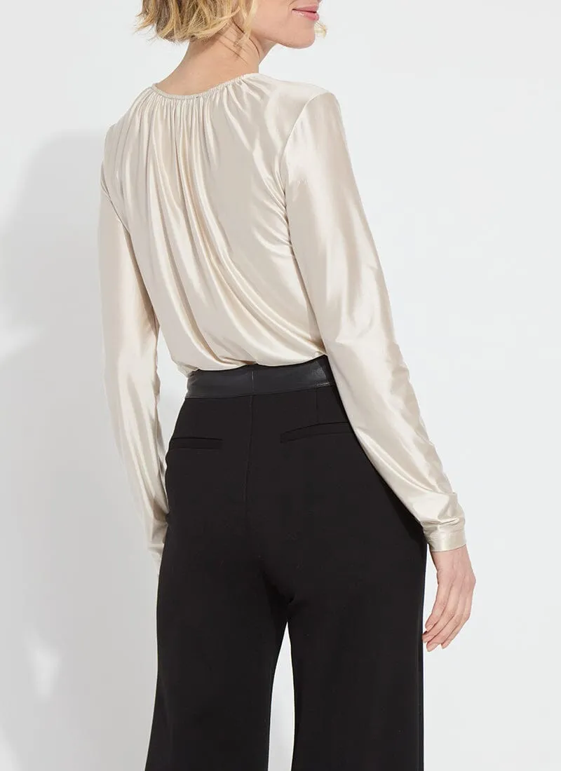 Larissa Satin Jersey Top | Light Pewter