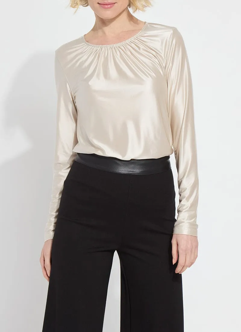 Larissa Satin Jersey Top | Light Pewter