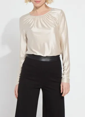 Larissa Satin Jersey Top | Light Pewter