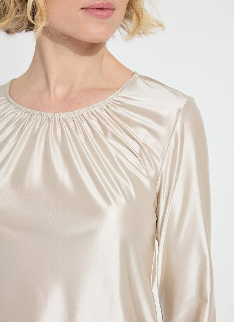 Larissa Satin Jersey Top | Light Pewter