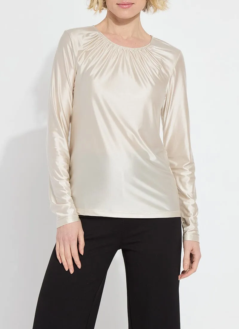 Larissa Satin Jersey Top | Light Pewter