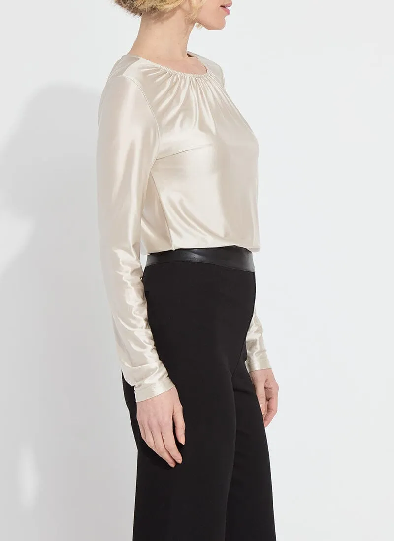 Larissa Satin Jersey Top | Light Pewter