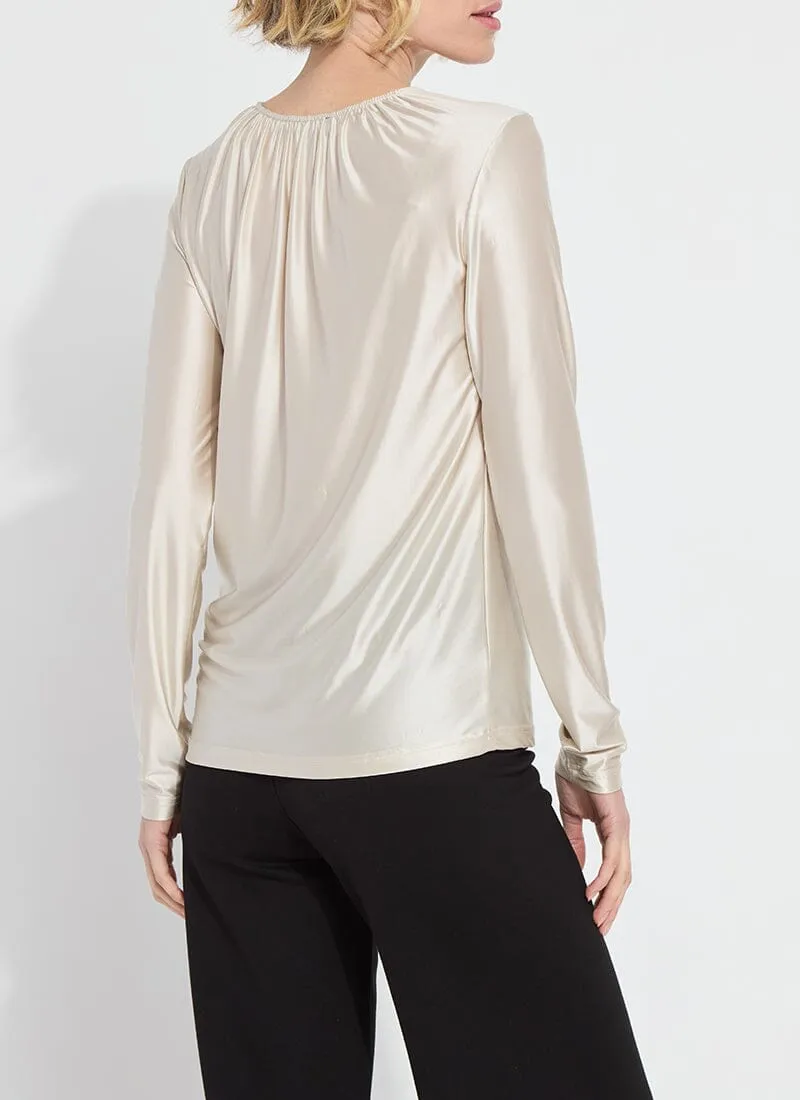 Larissa Satin Jersey Top | Light Pewter