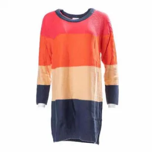 Lauren - Pink Orange Tan Blue Block Sweater Knit