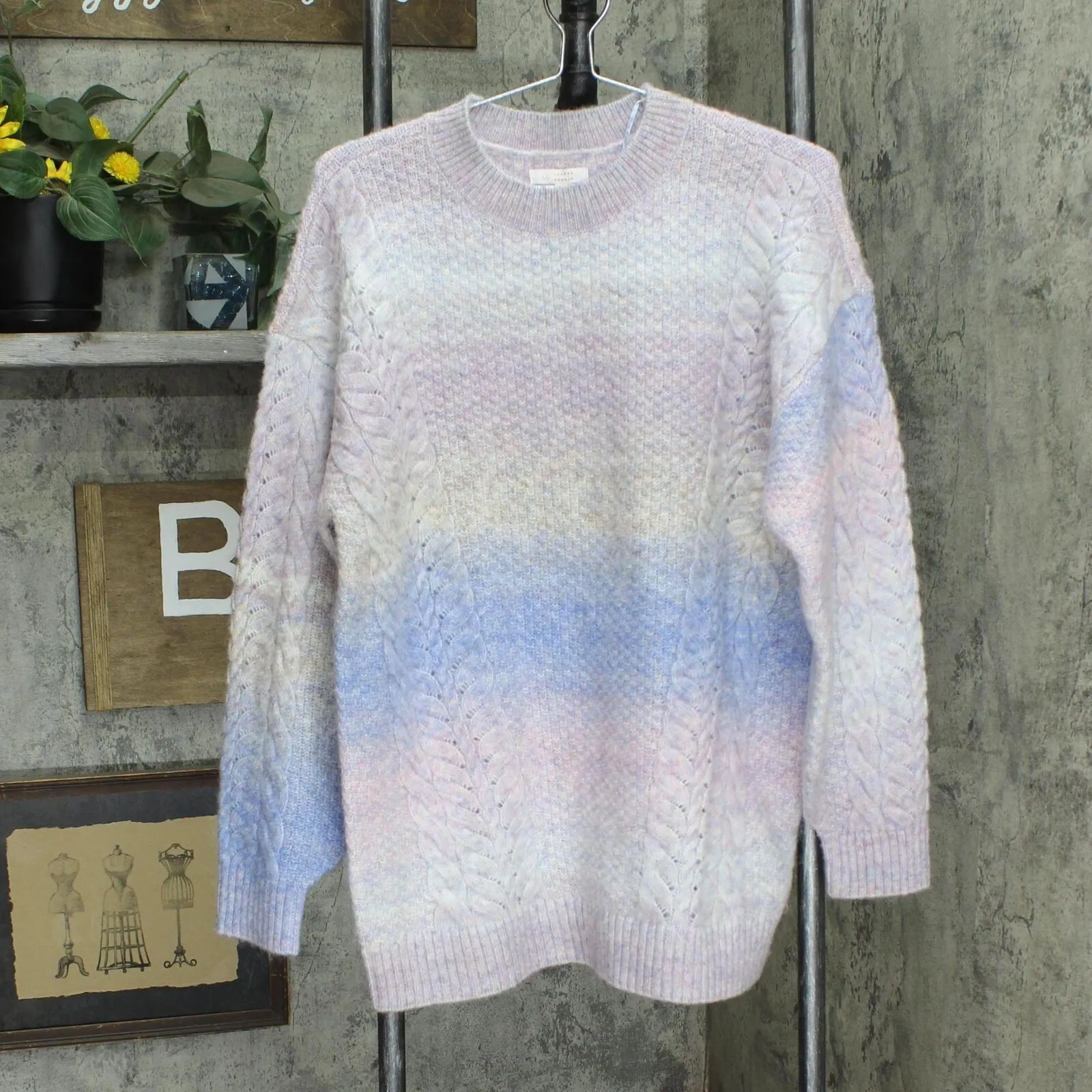 Lc Lauren Conrad Women's Cable-Knit Mockneck Sweater WL23S014RN Ombre Purple M