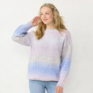Lc Lauren Conrad Women's Cable-Knit Mockneck Sweater WL23S014RN Ombre Purple M
