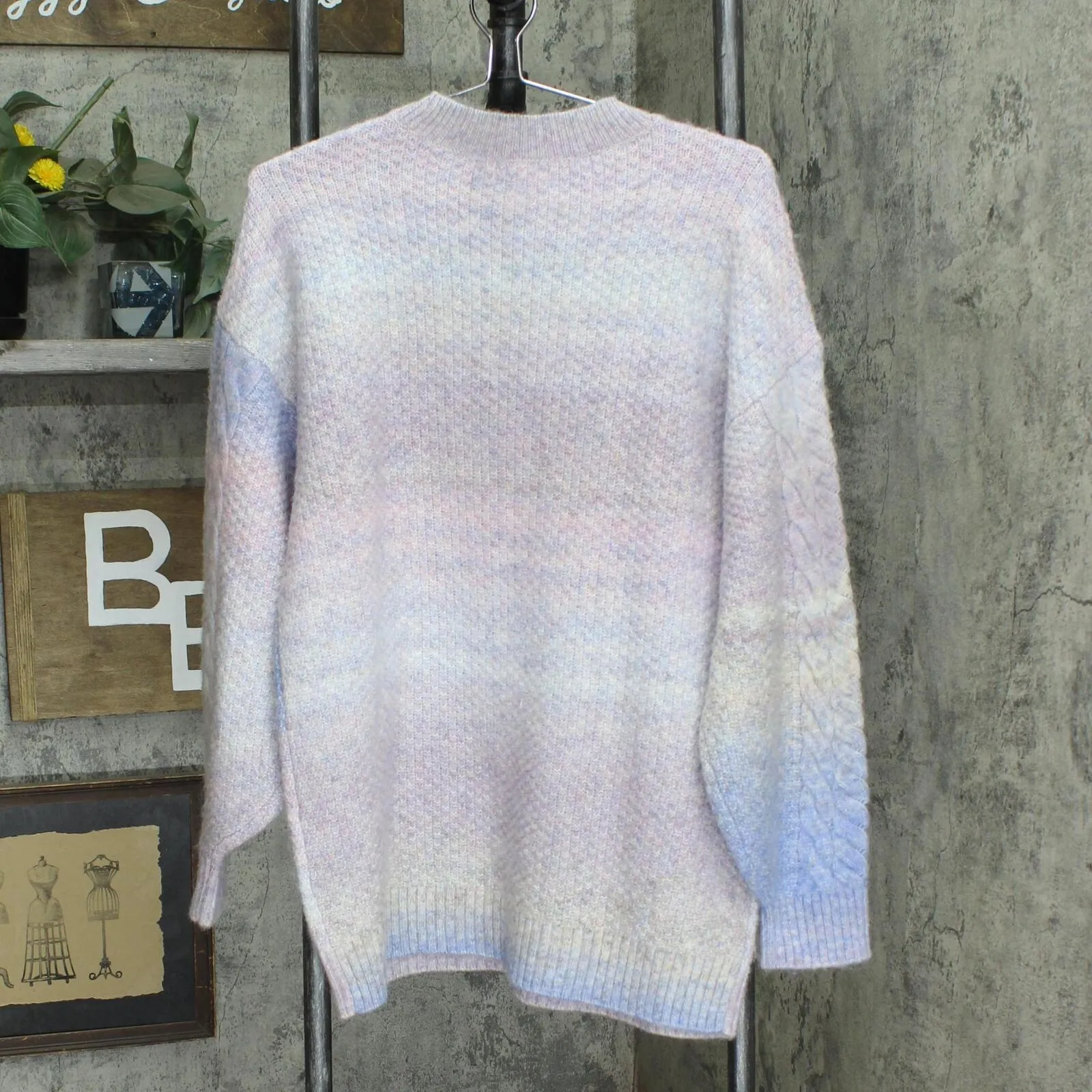 Lc Lauren Conrad Women's Cable-Knit Mockneck Sweater WL23S014RN Ombre Purple M