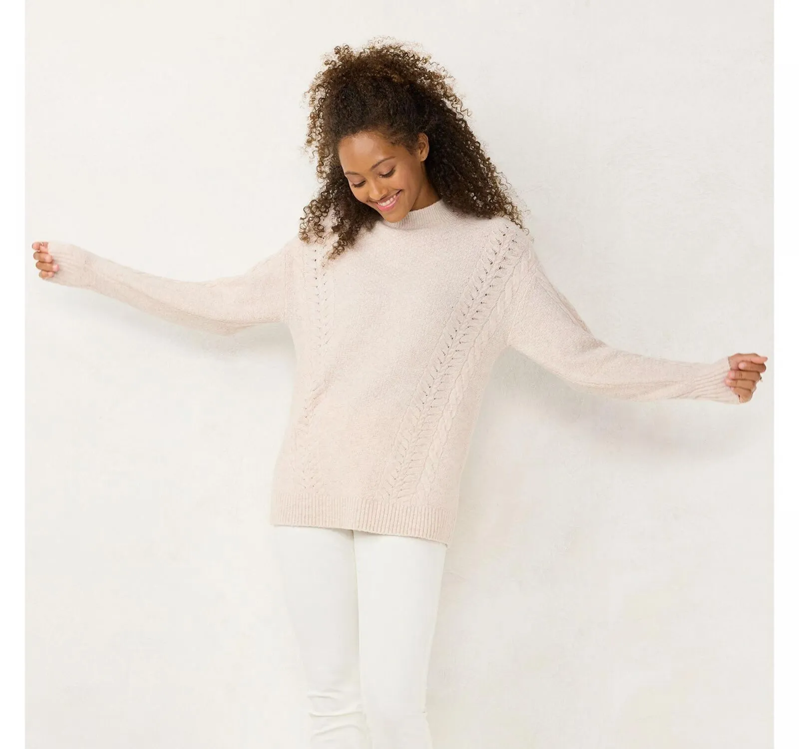 Lc Lauren Conrad Womens Cable-Knit Mockneck Sweater WL23S014RS