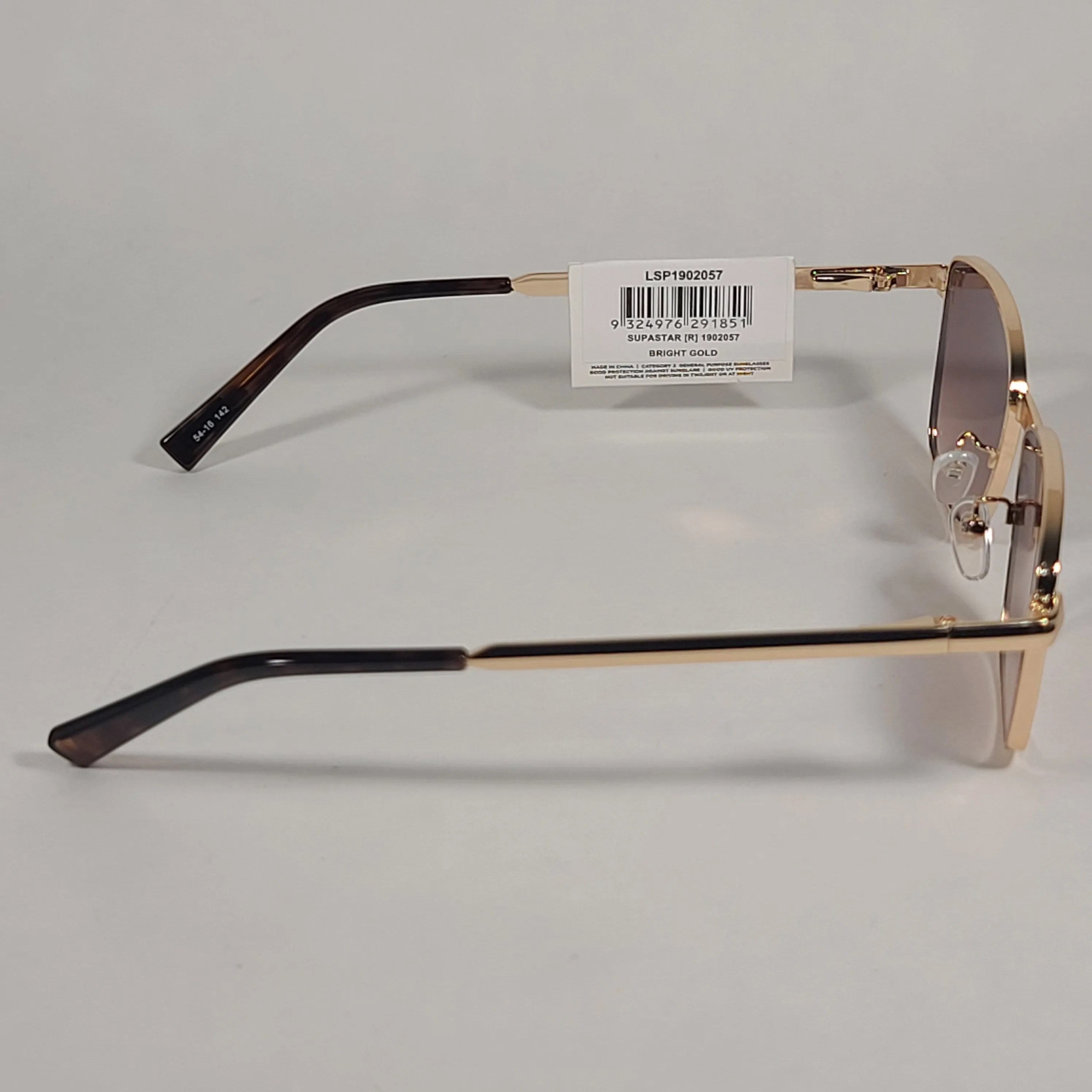Le Specs Supastar Square Sunglasses Bright Gold Metal Frame Brown Gradient Lens LSP1902057