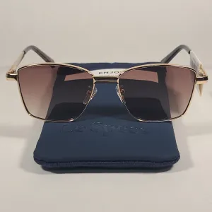 Le Specs Supastar Square Sunglasses Bright Gold Metal Frame Brown Gradient Lens LSP1902057