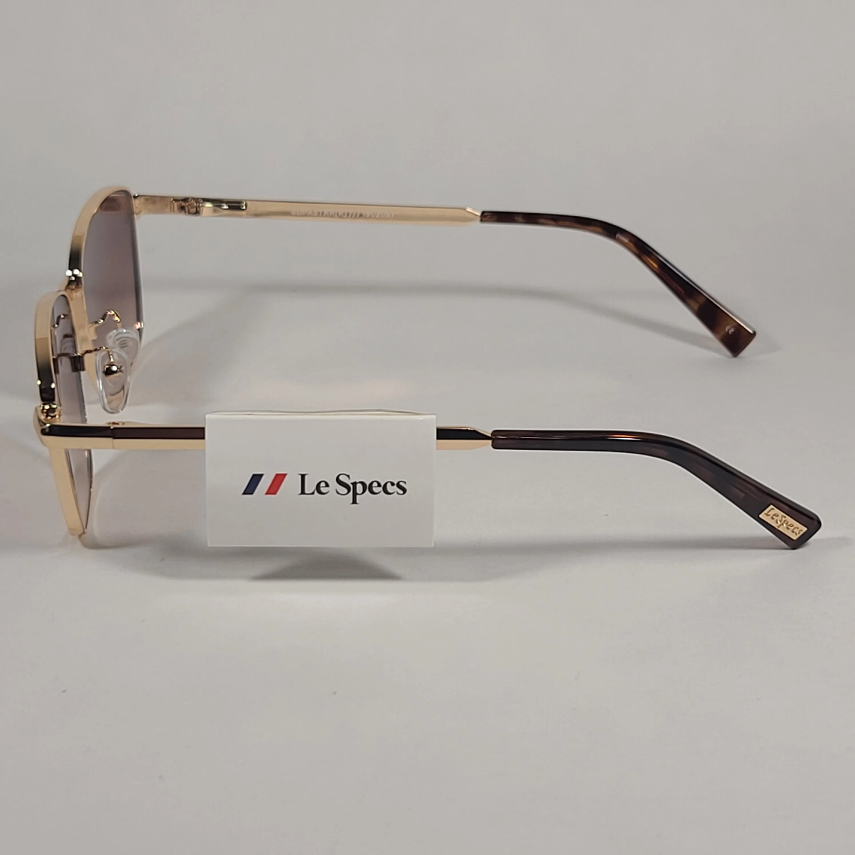 Le Specs Supastar Square Sunglasses Bright Gold Metal Frame Brown Gradient Lens LSP1902057