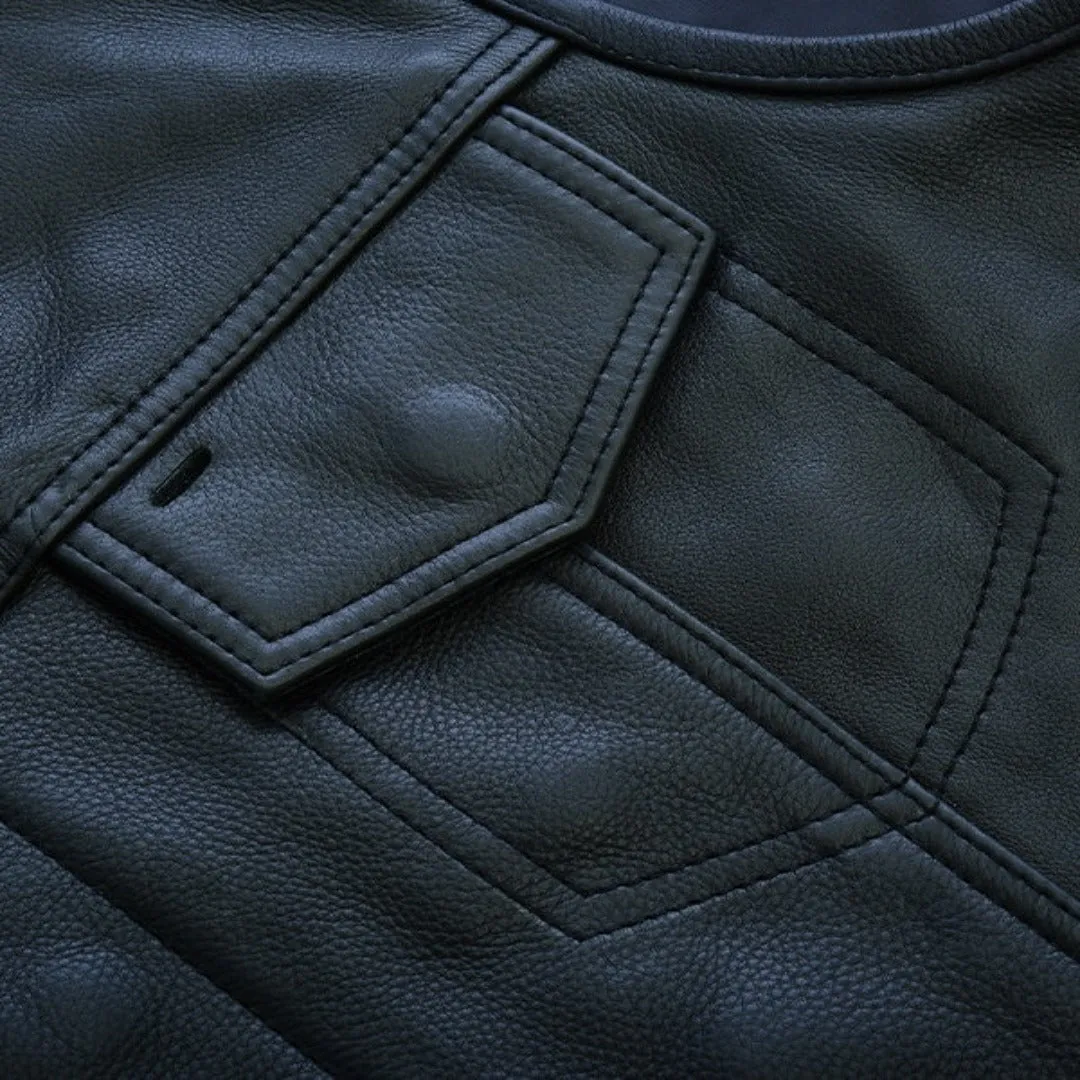 Leather Vest Front Zipper Clousre
